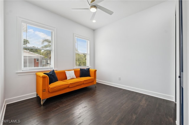 8605 Inwood Dr, Hudson, FL 34667 - sitting room with wood finished floors, recessed lighting, and ceiling fan