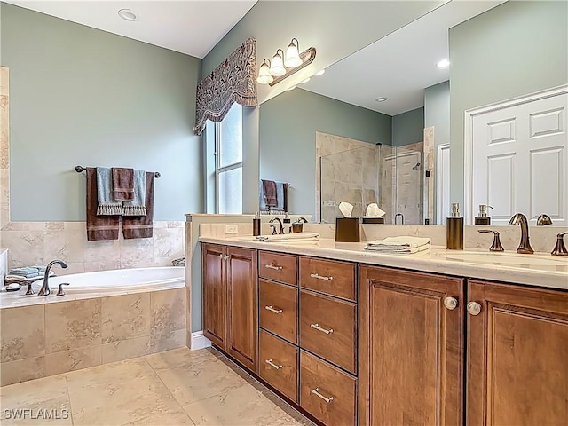10843 Valentina Ct, Fort Myers, FL 33913 - full bath featuring a garden tub, a stall shower, and double vanity