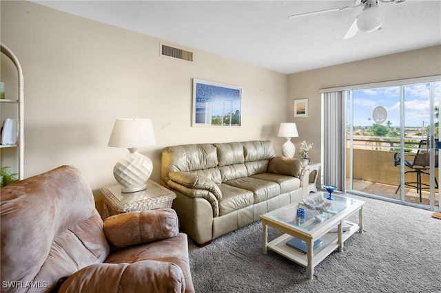 1766 Cape Coral Pkwy E Unit 310, Cape Coral, FL 33904 - carpeted living room featuring a ceiling fan