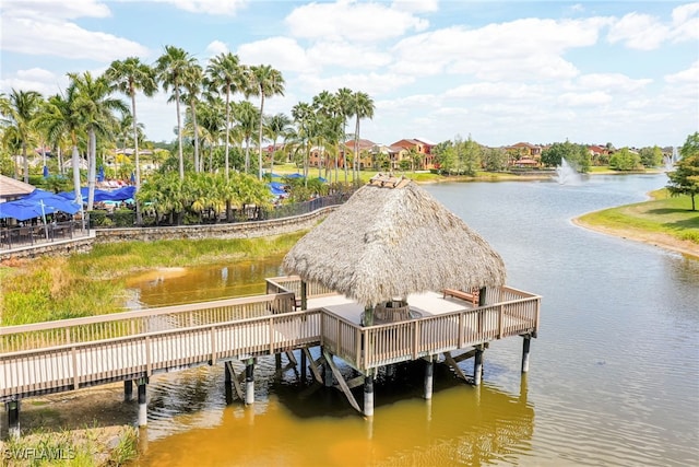 view of dock featuring a water view