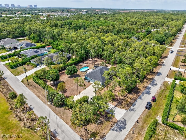 aerial view with a forest view