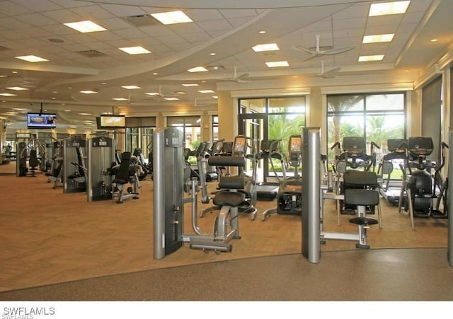 gym with a drop ceiling