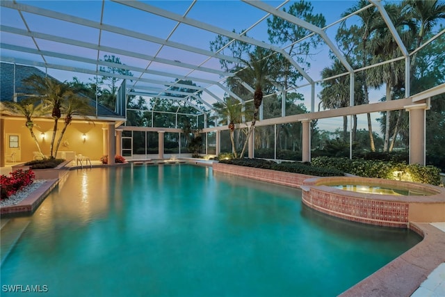 13488 Rosewood Ln, Naples, FL 34119 - view of pool with a lanai and a pool with connected hot tub