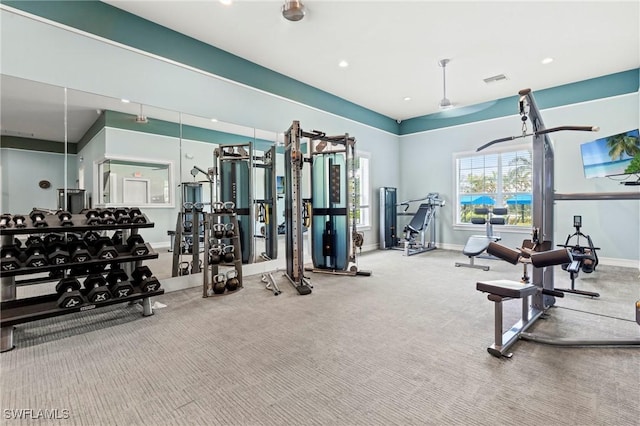 28140 Captiva Shell Loop, Bonita Springs, FL 34135 - exercise room with baseboards, recessed lighting, and carpet floors