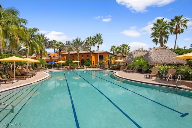 community pool featuring a patio area