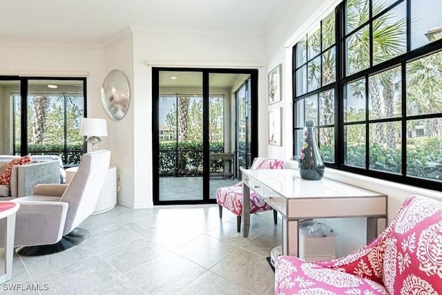 2173 Frangipani Cir Unit 102, Naples, FL 34120 - tiled living area featuring baseboards and ornamental molding