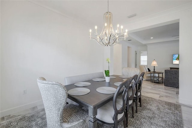 28616 Wharton Dr, Bonita Springs, FL 34135 - dining area with a chandelier and a raised ceiling