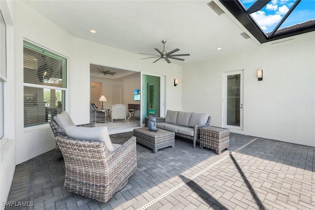 28616 Wharton Dr, Bonita Springs, FL 34135 - view of patio / terrace with an outdoor hangout area and ceiling fan