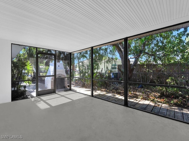 view of unfurnished sunroom