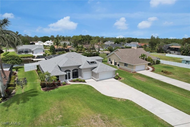birds eye view of property with a residential view