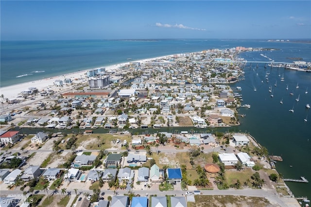 bird's eye view with a water view and a residential view