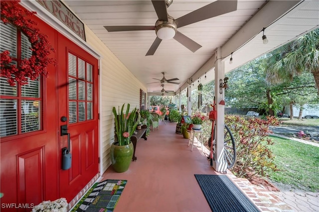 18511 Slater Rd, North Fort Myers, FL 33917 - view of patio / terrace with ceiling fan and a porch