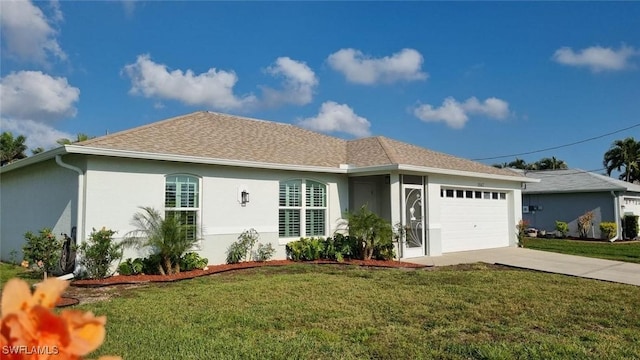 2847 SW 26th Pl, Cape Coral, FL 33914 - ranch-style house featuring stucco siding, an attached garage, driveway, and a front lawn