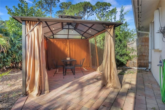 view of patio / terrace featuring a gazebo
