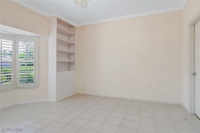 512 Sugar Pine Ln Unit 512, Naples, FL 34108 - spare room with baseboards, light tile patterned flooring, and ornamental molding