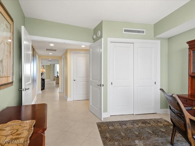 1050 Borghese Ln Unit 1804, Naples, FL 34114 - home office featuring light tile patterned floors, visible vents, baseboards, and recessed lighting