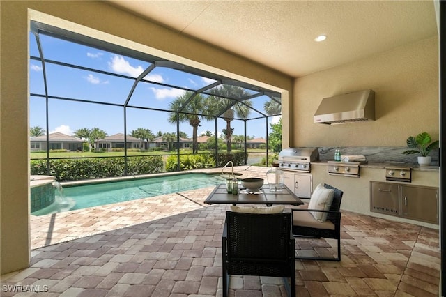 4437 Tamarind Way, Naples, FL 34119 - outdoor pool with a patio, glass enclosure, and a residential view