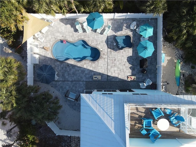 bird's eye view of a pool