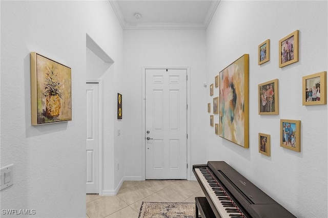 14634 Cantabria Dr, Fort Myers, FL 33905 - hall featuring baseboards, crown molding, and light tile patterned flooring