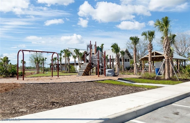 community jungle gym featuring a gazebo