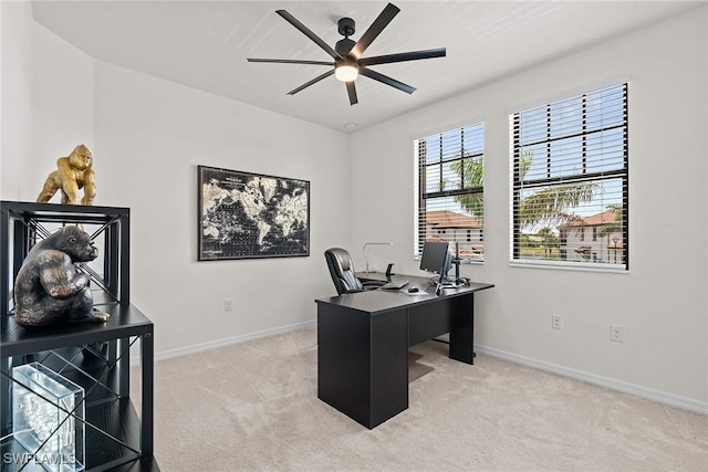 11792 Grand Belvedere Way Unit 202, Fort Myers, FL 33913 - office featuring a ceiling fan, light carpet, and baseboards