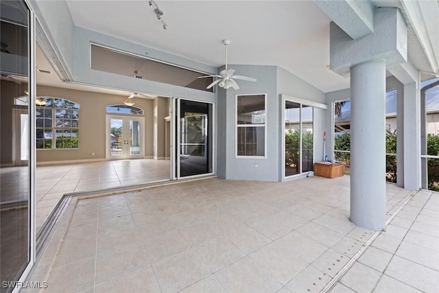 15461 River Cove Ct, North Fort Myers, FL 33917 - view of patio / terrace with french doors and a ceiling fan