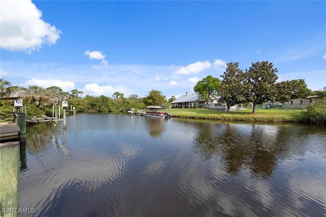 15461 River Cove Ct, North Fort Myers, FL 33917 - view of water feature with a boat dock and boat lift