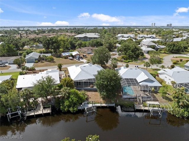 15461 River Cove Ct, North Fort Myers, FL 33917 - bird's eye view with a water view and a residential view