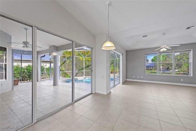 15461 River Cove Ct, North Fort Myers, FL 33917 - interior space featuring light tile patterned flooring, baseboards, a ceiling fan, and visible vents