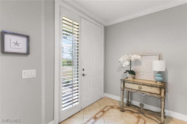 11239 Bienvenida Ct Unit 11C, Fort Myers, FL 33908 - foyer with crown molding, baseboards, and light tile patterned flooring