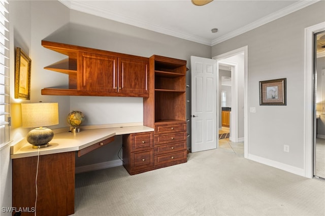 11239 Bienvenida Ct Unit 11C, Fort Myers, FL 33908 - home office with built in study area, light carpet, ornamental molding, and baseboards