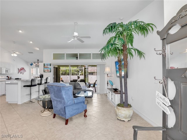 201 SE 4th St, Cape Coral, FL 33990 - living area featuring light tile patterned floors and ceiling fan