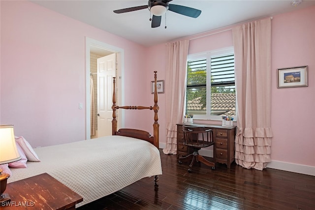 3599 Beaufort Ct, Naples, FL 34119 - bedroom featuring baseboards, dark wood-style flooring, and a ceiling fan
