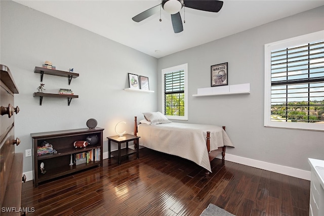 3599 Beaufort Ct, Naples, FL 34119 - bedroom with wood finished floors, baseboards, and ceiling fan