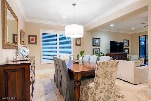3599 Beaufort Ct, Naples, FL 34119 - dining space featuring recessed lighting, ornamental molding, and baseboards