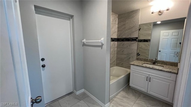4334 SW 9th Pl, Cape Coral, FL 33914 - full bathroom with vanity, tub / shower combination, baseboards, and marble finish floor