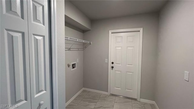 4334 SW 9th Pl, Cape Coral, FL 33914 - laundry area featuring laundry area, marble finish floor, baseboards, and hookup for a washing machine