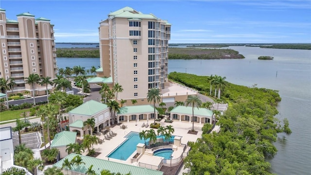 4137 Bay Beach Ln Unit 585, Fort Myers Beach, FL 33931 - drone / aerial view featuring a water view