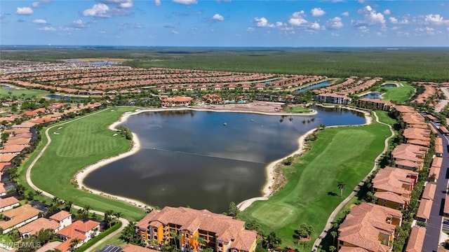 28009 Foxrock Ct, Bonita Springs, FL 34135 - drone / aerial view featuring a water view, golf course view, and a residential view