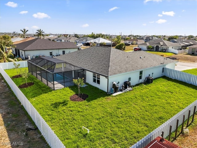 drone / aerial view with a residential view