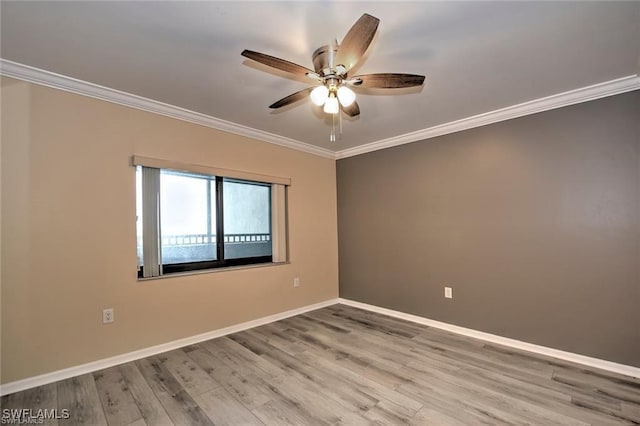 1910 Virginia Ave Unit 1302, Fort Myers, FL 33901 - empty room with ornamental molding, baseboards, wood finished floors, and ceiling fan