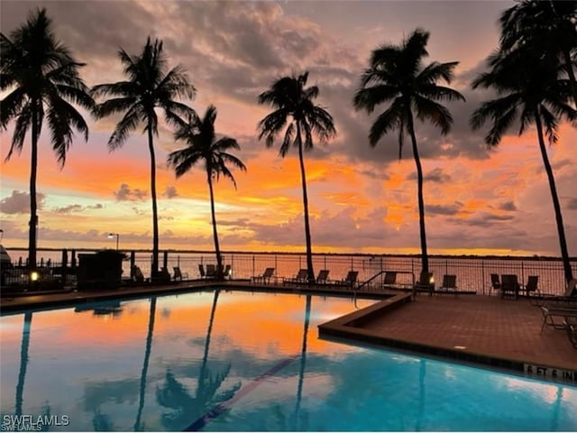 1910 Virginia Ave Unit 1302, Fort Myers, FL 33901 - pool at dusk with a water view