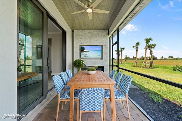 19402 Hinkley Dr, Estero, FL 33928 - sunroom featuring a ceiling fan