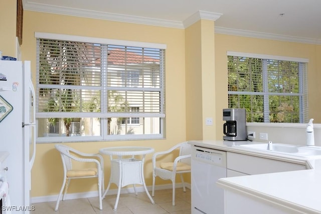4873 Hampshire Ct Unit 5-101, Naples, FL 34112 - dining area featuring ornamental molding, baseboards, and light tile patterned floors