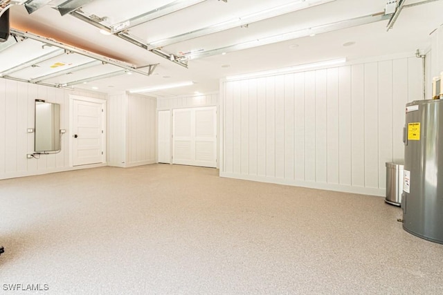 garage featuring electric water heater