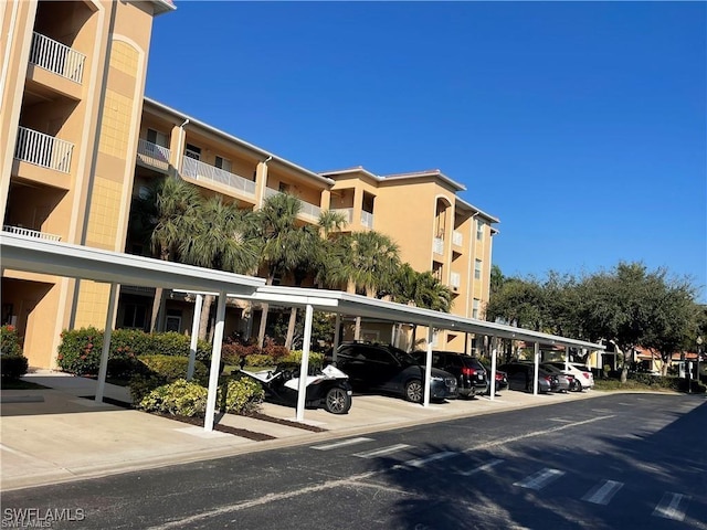 view of covered parking lot