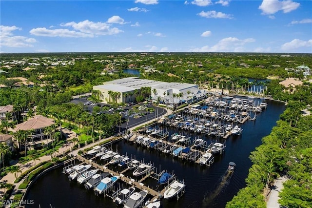 26271 Devonshire Ct Unit 202, Bonita Springs, FL 34134 - drone / aerial view of a nearby body of water, a marina, and a tree filled landscape