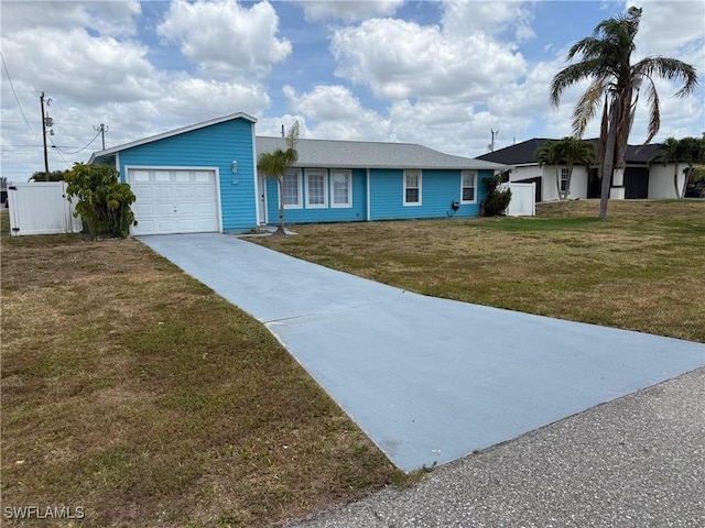 single story home featuring driveway and an attached garage