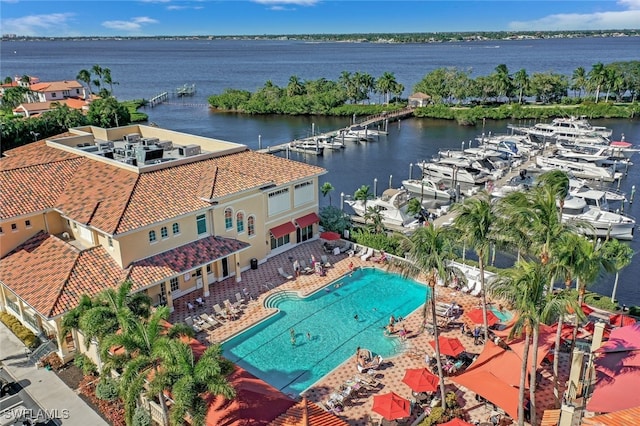 14220 Royal Harbour Ct Unit 607, Fort Myers, FL 33908 - drone / aerial view of a nearby body of water and a marina