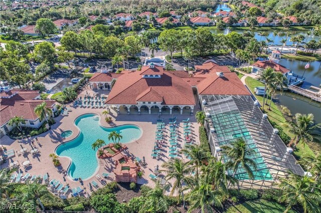 10910 Santa Margherita Rd Unit 101, Estero, FL 34135 - aerial view of property's location with a pool and a large body of water